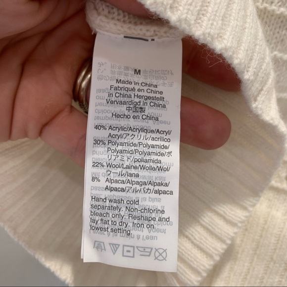 J. Crew Ivory Pointelle Knit Wool Blend Crew Neck Sweater- Medium - Picture 5 of 5
